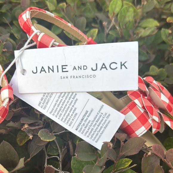 Janie and Jack Red and White Kids Gingham Sandals - Picture 5 of 8